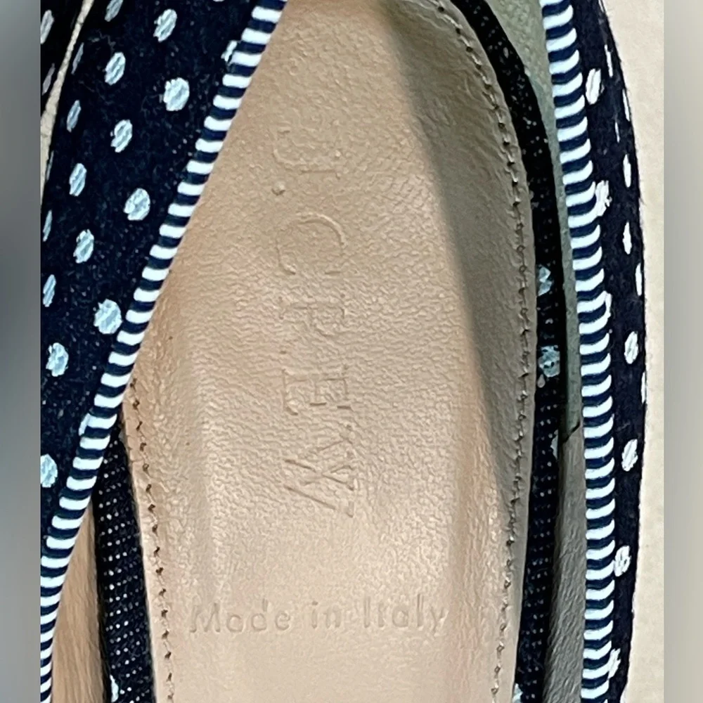 J.Crew | Colette D'Orsay Navy & White Polka Dot Heels | 7